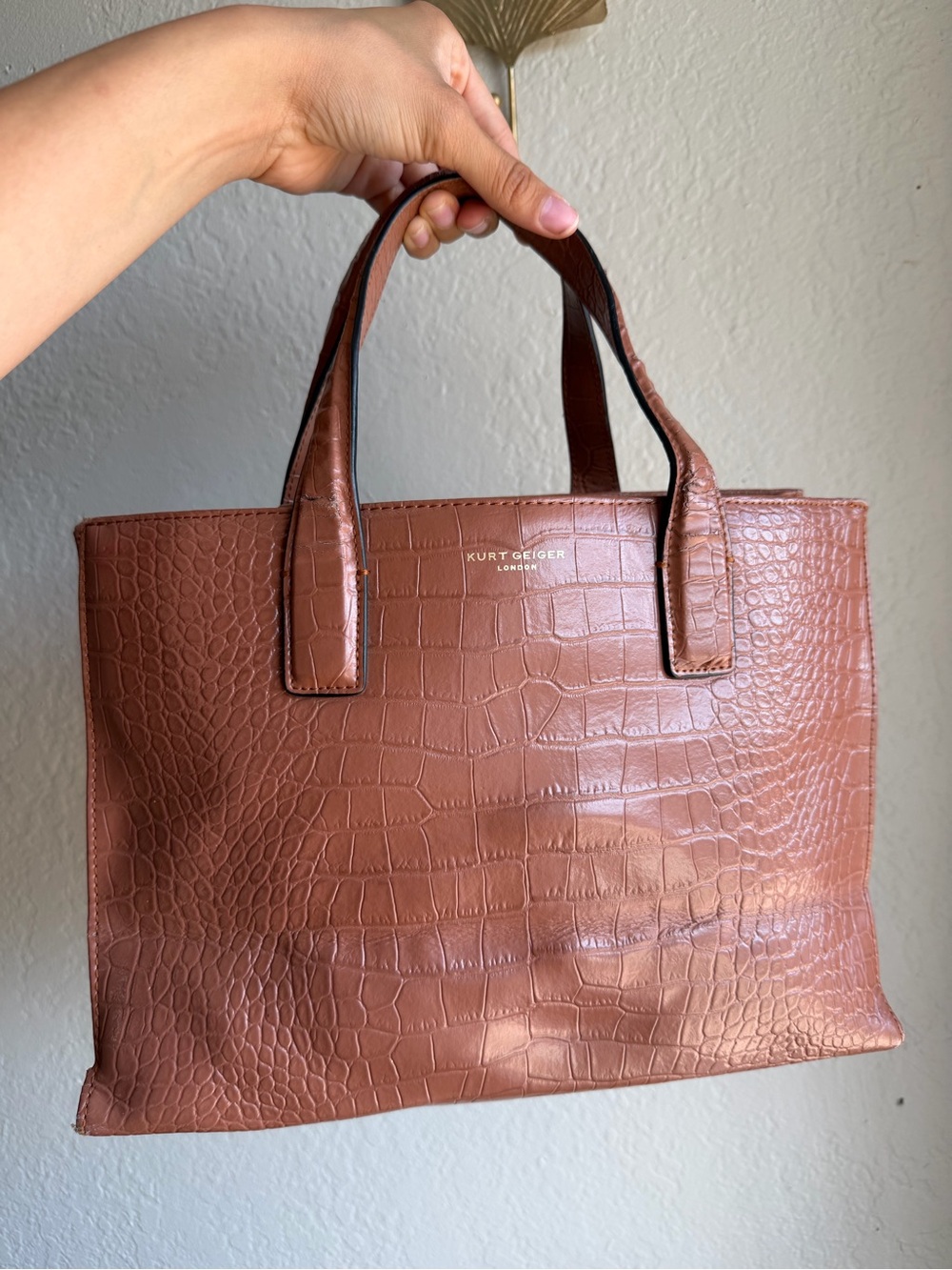 Kurt Geiger Cognac Croc-Embossed Tote